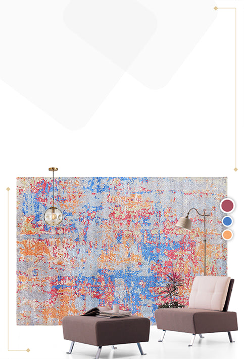 multi color carpet with sofa set