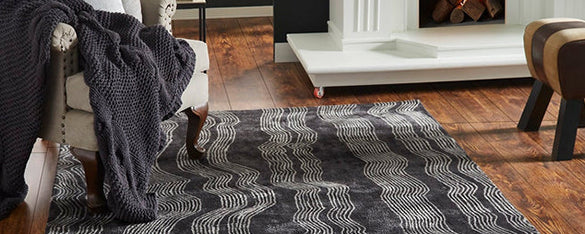 carpet with black background & white lining