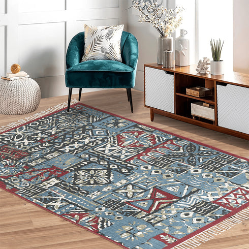 Fantasia Indigo Dhurrie