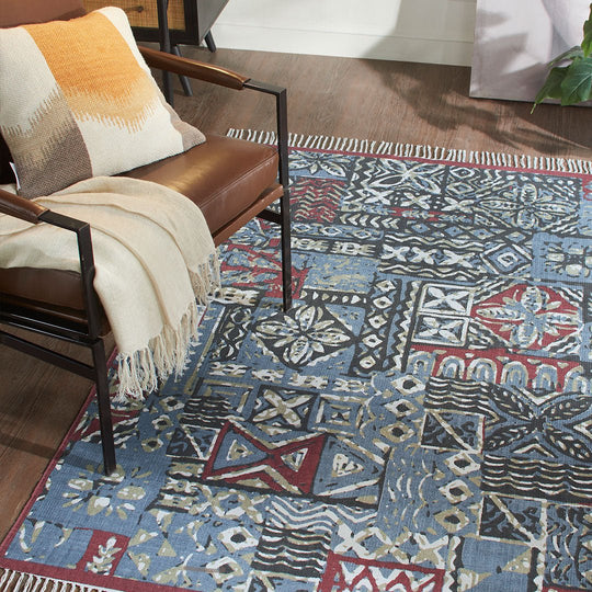 Fantasia Indigo Dhurrie